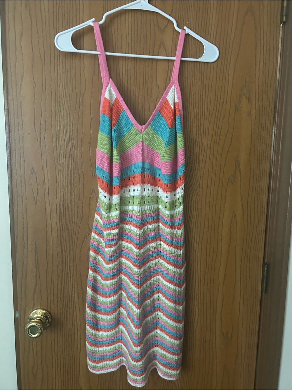 CRAVE FAME Multicolor Striped Knit Sundress with V-Neck